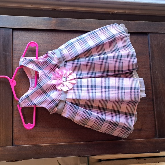 Sweet Heart Rose Size 12 months pink and grey plaid dress with sparkles - Picture 1 of 5